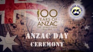 Sheldon College  Anzac Day Ceremony 2016 [upl. by Halyk231]