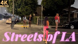 The Streets of LA at Night  Figueroa Street  Los Angeles California 4K [upl. by Kina]