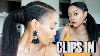 COMMENT FAIRE UNE QUEUE DE CHEVAL AVEC DES CLIPS INS SUR CHEVEUX CRÉPUS⎮Maggy Kloset [upl. by Tome]