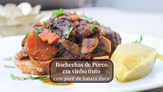 Bochechas de porco em Vinho Tinto com puré de batata doce [upl. by Vivie]