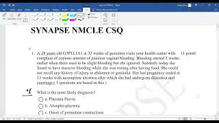 SYNAPSE NMCLE CSQ RECALL PAST QUESTION [upl. by Hopper]