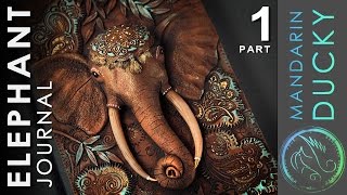 ELEPHANT JOURNAL TUTORIAL Part 1  polymer clay by Mandarin Duck [upl. by Anallij]