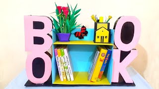 How to Make Bookshelf with Cardboard  DIY Cardboard Bookshelf  Organisation Idea  Bookshelf Craft [upl. by Elmajian]