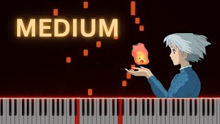 Howls Moving Castle Theme Song MEDIUM Piano Tutorial [upl. by Edlitam895]