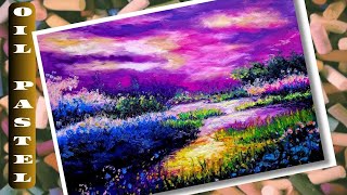 Ölpastellkreide Landschaft malen Tutorial Oil Pastel Painting Landscape drawing [upl. by Ayanal943]