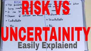 Risk vs UncertaintyDifference between risk and uncertaintyRisk and uncertainty difference [upl. by Fianna]