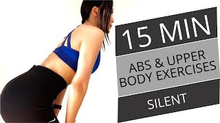 💪👙15 MIN ABS amp UPPER BODY EXERCISES  SILENT back biceps triceps arms workout at home no talk [upl. by Zeugirdor]