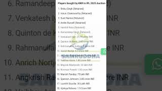 KKR team players and bidding price kkr kolakattaknightriders ipl2025megaauction ipl2025 shorts [upl. by Etnemelc]