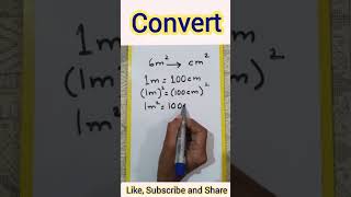 Convert m2 to cm2 maths shorts vedio important easy [upl. by Edette]