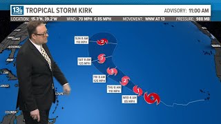 Tropical Storm Kirk nearing hurricane strength another tropical system may form soon [upl. by Boiney]