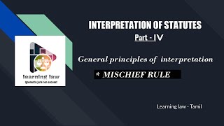 Interpretation of statutes in Tamil  Part IV  Mischief rule of interpretation  case laws [upl. by Macomber]