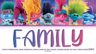 TROLLS Various Artists Family Lyrics Color Coded Lyrics [upl. by Ofori]