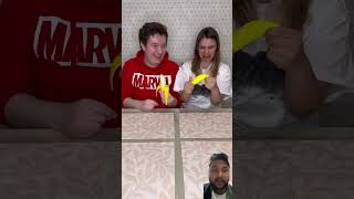 Fake banana vs real banana eating challenge challenge hmelkofm banana funny shorts [upl. by Steve]