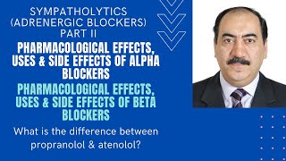 Sympatholytics Pharmacological effects uses amp adverse effects of alpha amp beta blockers  Edited [upl. by Dhu517]