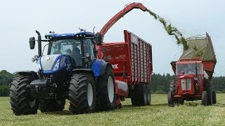 New Holland T7270 Working w Kongskilde ES1060 Forage Harvester Cutting Grass  Danish Agri [upl. by Akineg]