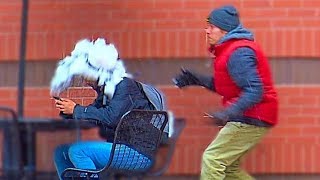 Throwing Snowballs at People Prank Part 3 [upl. by Ackley]