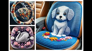 Car seat cushion cover knitted with wool share ideas crochet knitted design cushion [upl. by Ibrek]