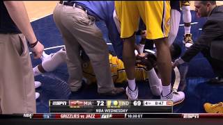 LeBron James flagrant foul on Roy Hibbert Miami Heat at Indiana Pacers [upl. by Siddon]