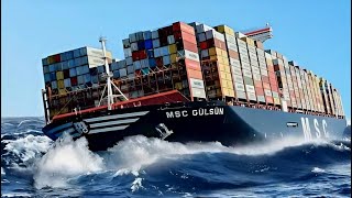 LARGEST CONTAINER Ships VS HORRIBLE Waves In STORM Ships Launches [upl. by Stacia268]