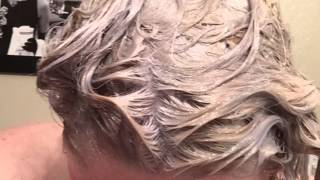 Toning bleached hair from yellow to platinum with Wella T14 toner [upl. by Irami]