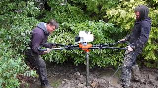 How to drill a soakaway in clay garden [upl. by Wolgast]