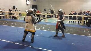 Skilled and chivalrous usa knight Jeff Galli fights polearm duel vs Candian fighter in buhurt [upl. by Scheider]