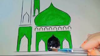 How to draw mosque step by step  How to draw mosque with Pencil Tutorial [upl. by Einitsed53]