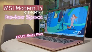 MSI Modern 14 C12M Reviews Specs Intel 13th Gen Color Beige Rose laptop modern msilaptop C12M [upl. by Enirak]