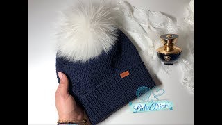 Cappello a maglia con ferri circolaripunto nido dapeknitting hat [upl. by Arodasi]