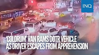 ‘Colorum’ van rams DOTr vehicle as driver escapes from apprehension [upl. by Alfeus677]