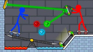 Watergirl and Fireboy Stickman Animationİce light temple Diamond Parkour [upl. by Kiri]