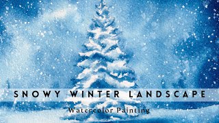 Snowy Winter Landscape  Watercolor Painting for Beginners [upl. by Blaise]