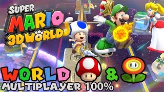 Super Mario 3D World World Mushroom amp World Flower Bonus World 4Player 100 walkthrough [upl. by Ellene]