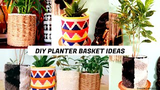 DIY Four Different Planter Basket In Budget  Planter Cover Making At Home  Planter Basket Ideas [upl. by Munsey]