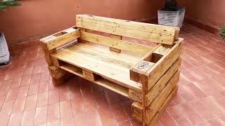 How to make DIY pallet bench  Come realizzare una panchina con pallet [upl. by Terrijo]