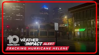 Rain drenches downtown Tampa as Hurricane Helene passes by Tampa Bay [upl. by Dnalevelc724]