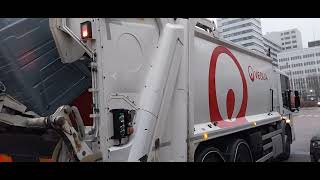 Veolia Mercedes olympus econic emptying General waste and mixed recycling bins [upl. by Arbmahs]