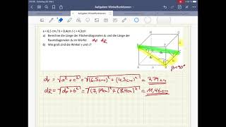 Erklärvideo Diagonalen und Winkel im Quader [upl. by Beker]