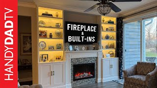 Custom Fireplace with Builtins from Stock Cabinets [upl. by Enatan90]