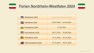 Ferien Nordrhein Westfalen 2024 [upl. by Brittney]