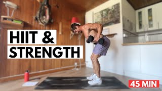 45 Min Home Workout With Weights  Full Body HIIT Cardio And Strength [upl. by Zebulen]