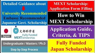 How to apply amp fill application form for MEXT Scholarship Japan  Bachelors Masters amp PHD  2024 [upl. by Yared]