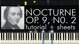 Frédéric Chopin  Nocturne Op 9 No 2  Piano Tutorial  Synthesia  How to Play [upl. by Kolivas]