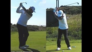 Louis Oosthuizen golf swing  Long Iron faceon amp downtheline July 2017 [upl. by Aicileb397]