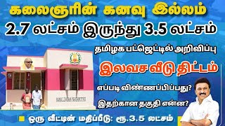 🔥கலைஞரின் கனவு இலவச வீடு திட்டம் 2024  Free இலவச வீடு வேண்டி மனு  tamilnadu budget 20242025 [upl. by Attiuqihc]