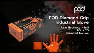 POD ORANGE INDUSTRIAL DIAMOND GRIP  NITRILE GLOVES [upl. by Audres]