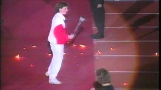 Sheffield World Student Games Don Valley Stadium  Helen Sharman drops flame Short Version [upl. by Gris]