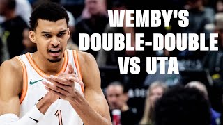 Victor Wembanyamas DoubleDouble vs Utah Jazz  2252024 [upl. by Enitsirhk]