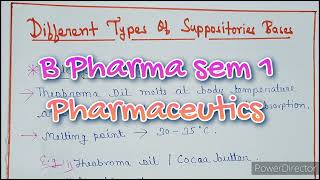 Different types of suppositories bases  B Pharma SEM1  Pharmaceutics  Suppositories [upl. by Amapuna]