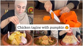 Chicken tagine with pumpkin 🎃tajine mderbel [upl. by Ardnahs]